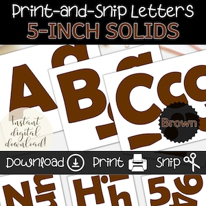 Cartas de tablón de anuncios marrones / Conjunto de letras de color marrón oscuro imprimible / Decoración de la pared del aula / Accesorios para maestros / Color audaz / Letreros y pancartas