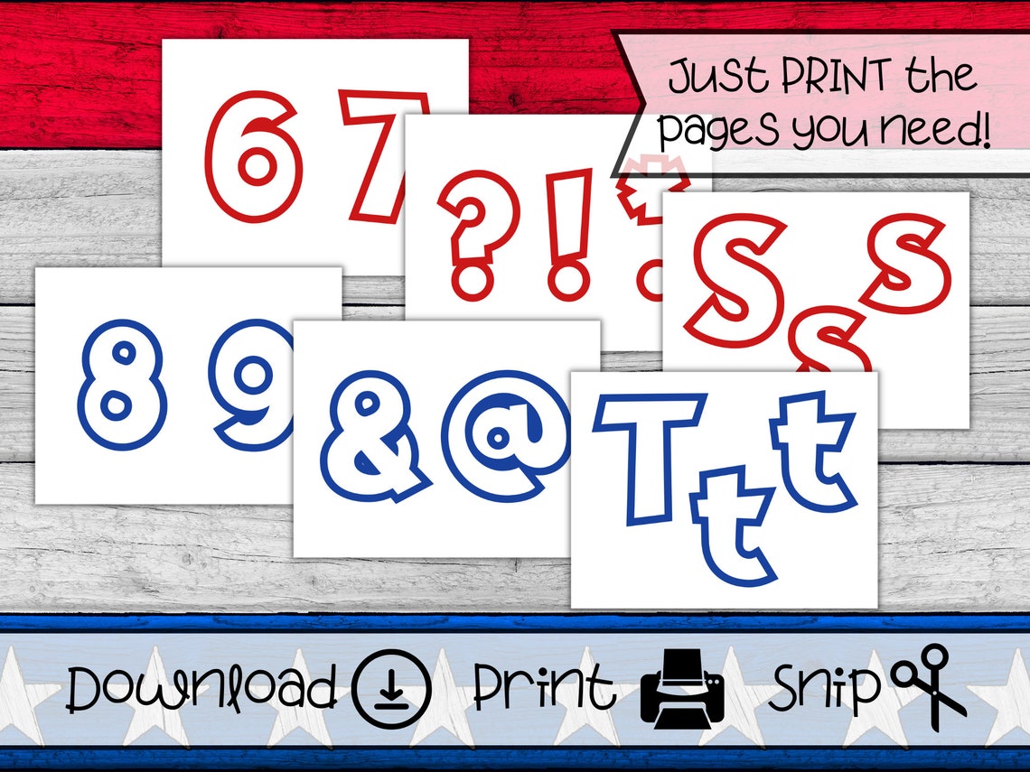 Red & Royal Blue Thick Outlined Bulletin Board Letter Sets - Etsy