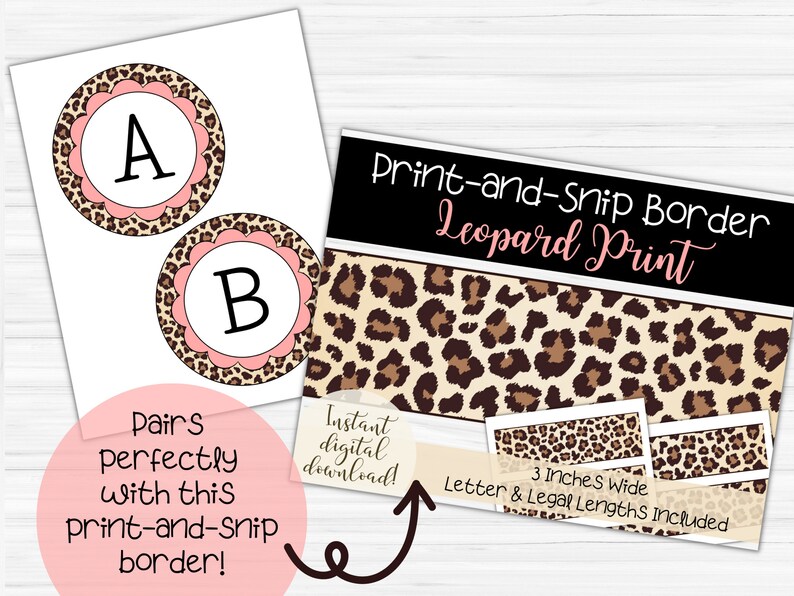 Printable Leopard Print Bulletin Board Circle Letters and Etsy