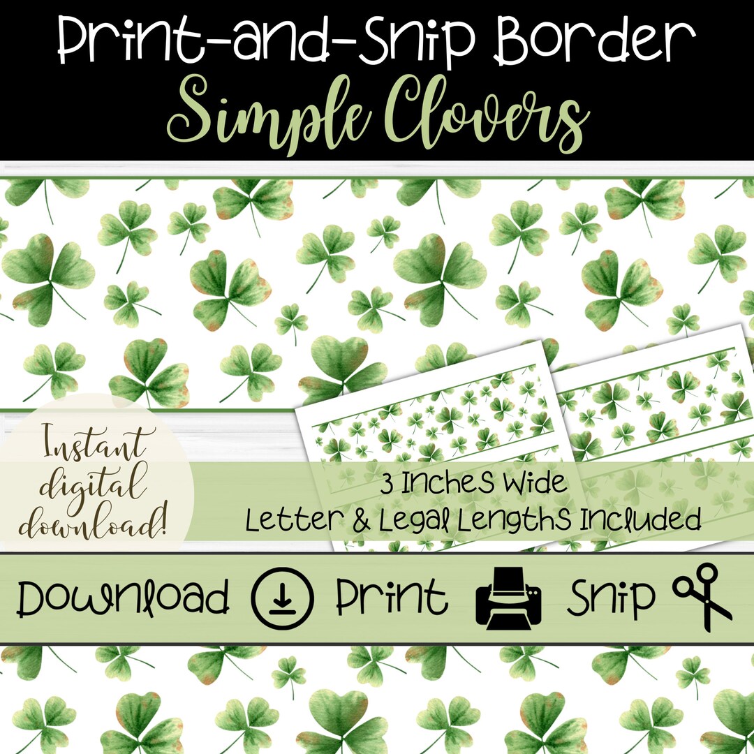 St. Patrick's Day Bulletin Board Border: Clover Theme (digital Download ...