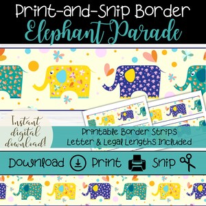Elephant Parade Bulletin Board Border | Printable Classroom Decor (Digital Download)