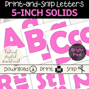 Letras de color rosa brillante para letreros y tablones de anuncios / Letras de aula imprimibles / Letras de bloque de color rosa fuerte grandes / Letreros y pancartas de fiesta de bricolaje