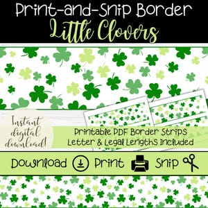 St. Patrick&#39;s Day Bulletin Board Border | Little Green Clovers Theme | Printable Holiday Trim for Teachers | March Classroom Board Idea