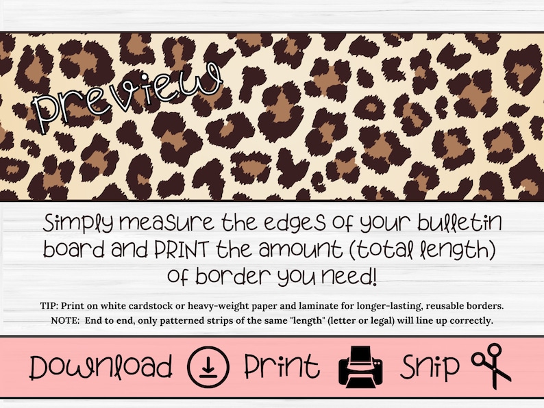 Printable Leopard Border for Classroom Bulletin Boards DIY Etsy