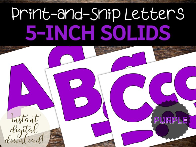 Purple Printable Bulletin Board Letters for Teachers, Print on Demand