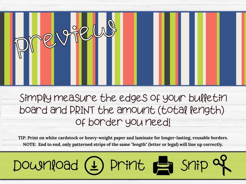 Printable Bulletin Board Border for Classroom Teachers, DIY Signs and