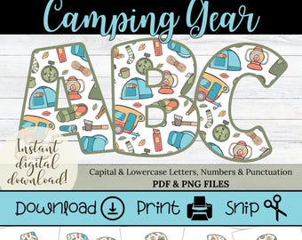 Camping Bulletin Board Letters: Outdoorsy Adventure Classroom Theme (PDF & PNG Downloads)