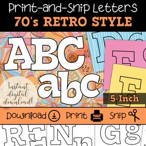 Conjunto de cartas de tablón de anuncios de estilo retro / Cartas imprimibles para maestros / Cartas retro inspiradas en los años 70 / Cartas de letreros grandes / Tablero de aula