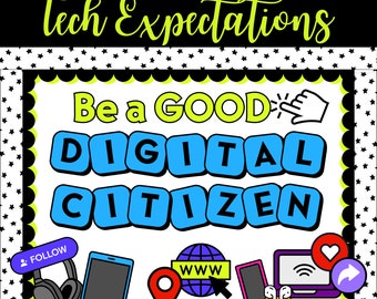 Computer & Technology Bulletin Board Kit | Social Media Rules for Kids | Printable Bulletin Board Set for Teachers | Digital Citizenship
