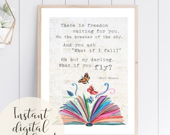 Inspirational Poetry Classroom & Home Print | What if You Fly Quote | Butterfly Theme | Motivational Quote | Printable Classroom Decoration