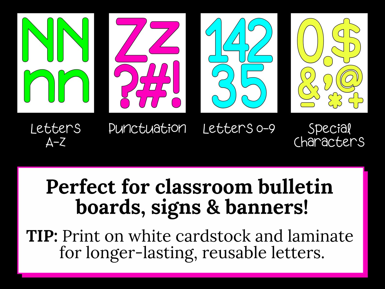 Printable Neon Letters Numbers & Special Characters 4 Sets Etsy