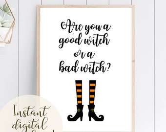 Halloween Witch Print | Printable Fall Wall Decor | Orange & Black Theme | Wizard of Oz Quote | Witch Theme | Classroom Halloween Decoration