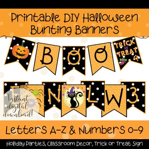 Halloween Bunting Banner Flags | Cute October Bulletin Board Idea | Orange & Black Theme | Spooky Classroom | Festive Printable Bunting