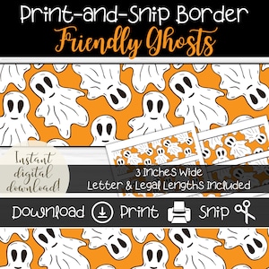 Halloween Bulletin Board Border | Printable Fall Trim for Teachers | Ghost Themed Border | Halloween Bulletin Board Idea | Spooky Classroom
