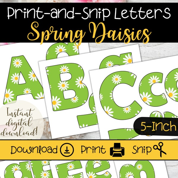 Spring Daisies Classroom Bulletin Board Letters | Printable Letters for Signs & Banners | Floral Classroom Decor | Alphabet Letters