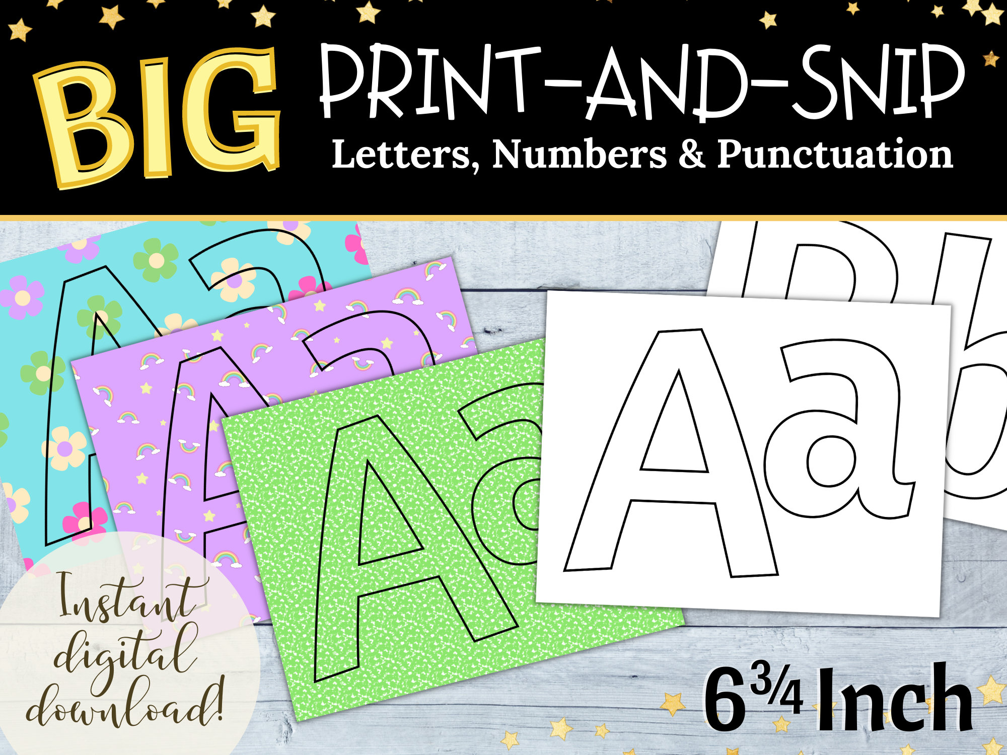 Bulletin Board Letters & Numbers Printable Black Ink Outlined Letters  Teacher Letters Sign and Banner Letters 5 Inch Letter Set 