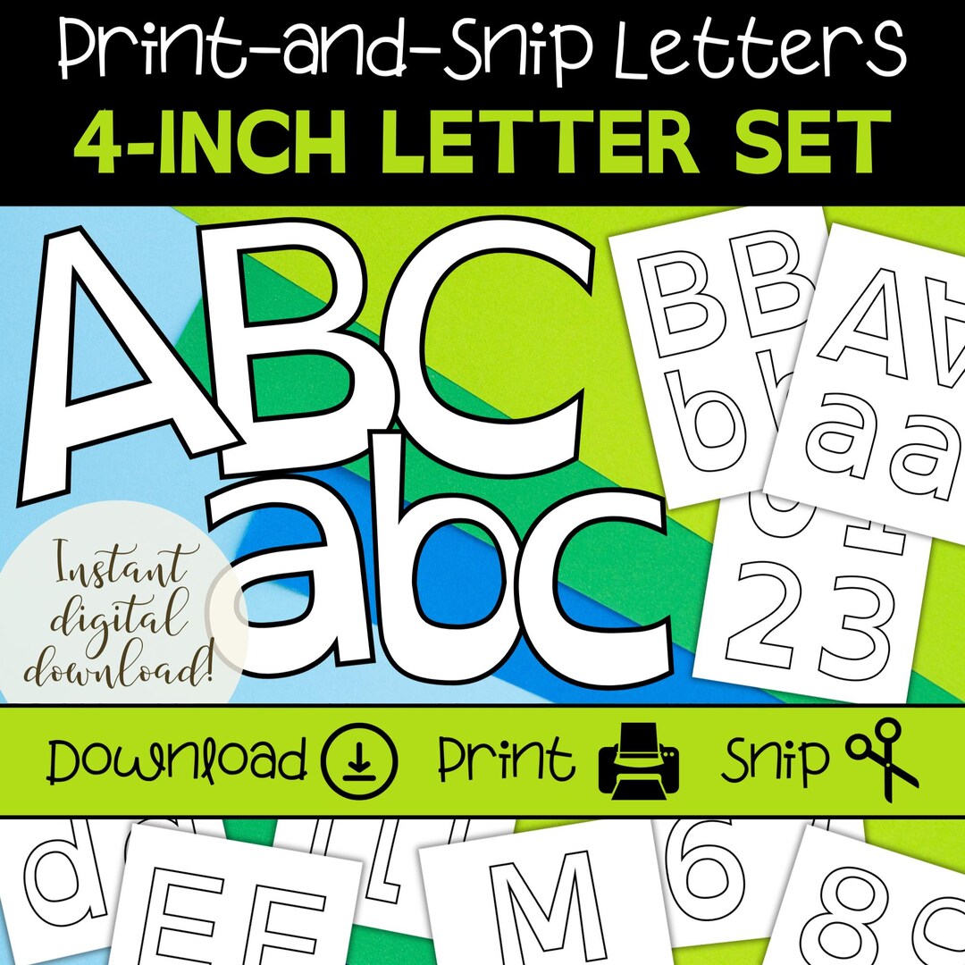 Bulletin Board Letter Set in 4-inch Font, Black Outline, PDF Download ...