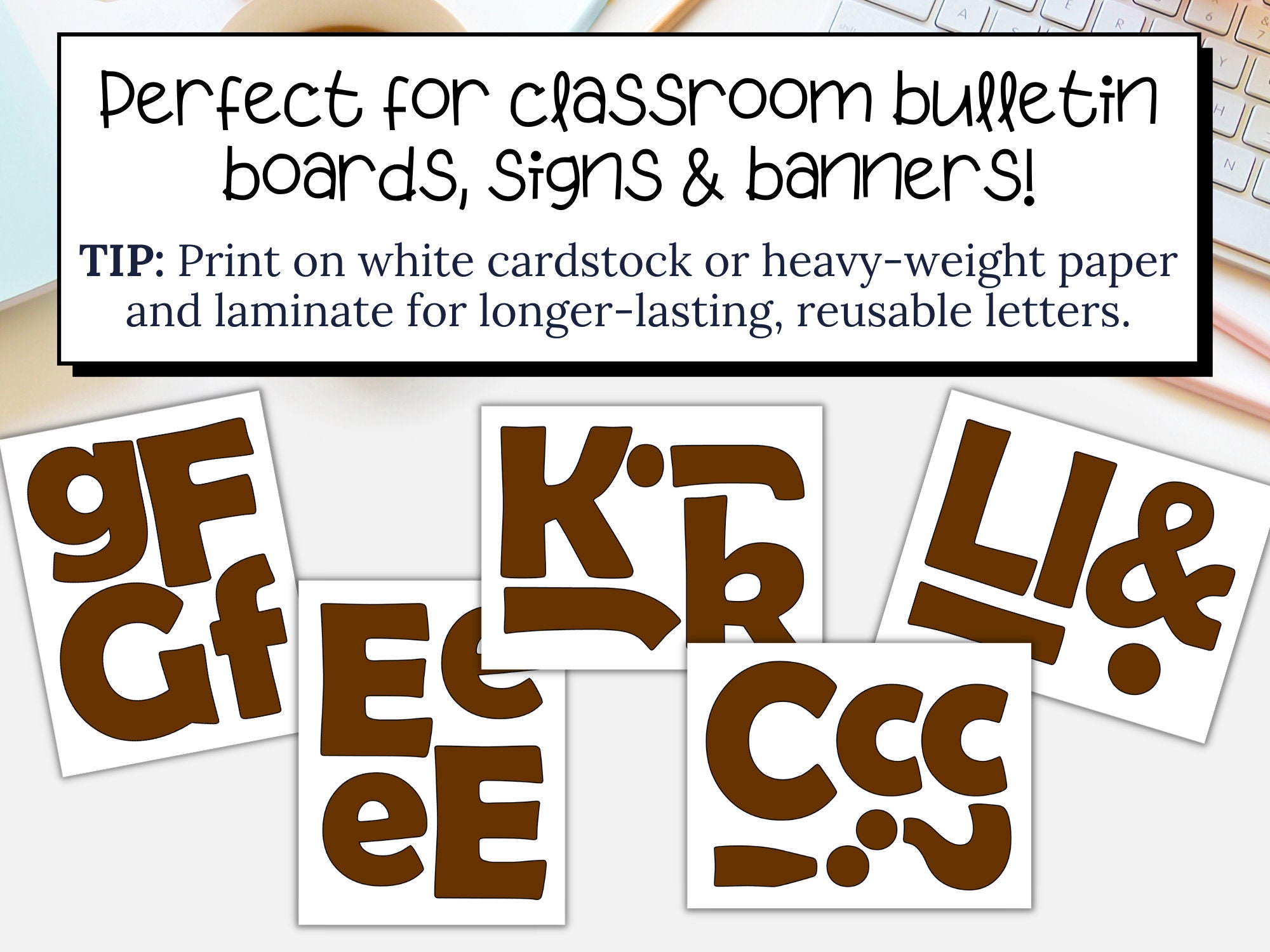Printable Bulletin Board Letters in Chocolate Brown With Black - Etsy