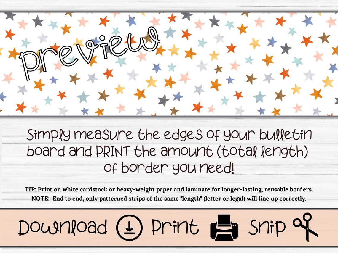 Printable Bulletin Board Border in Mini Stars Pattern Trim for ...