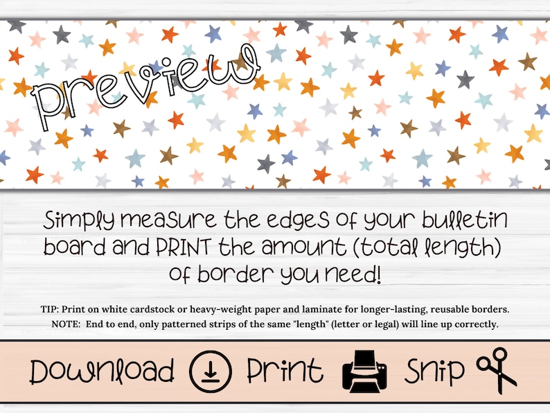 Printable Bulletin Board Border in Mini Stars Pattern Trim for ...