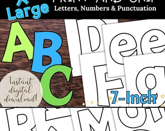 Grands pochoirs à lettres contour noir, alphabet imprimable (téléchargement numérique)