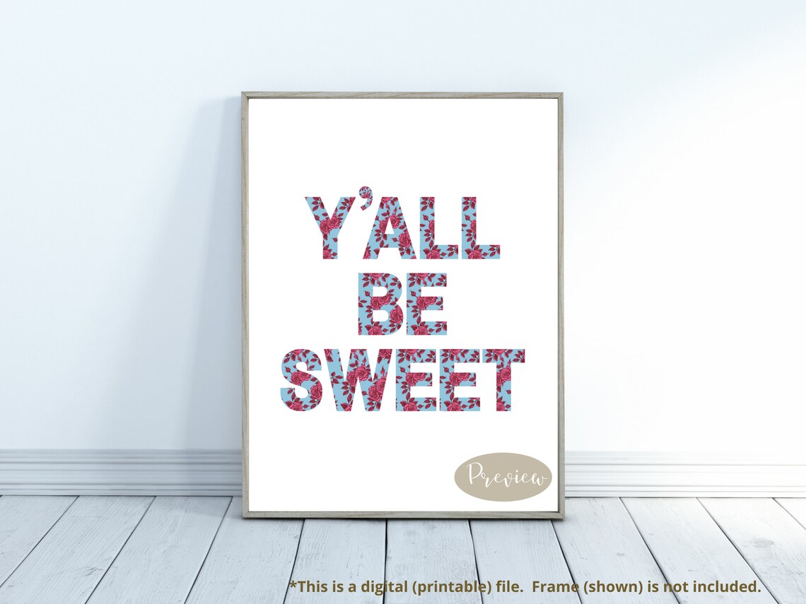 Printable Southern Sayings in Floral Block Letters Sassy - Etsy