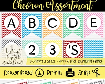 Rainbow Bunting - Printable Editable Rainbow, Graph Paper and Chevron ...
