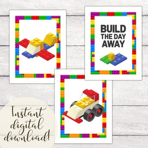 Kids Building Blocks Prints | Kids Bedroom & Playroom Digital Prints |  Primary Colors Wall Art | Printable Art | Bright Classroom Posters