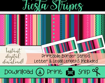 Fiesta Bulletin Board Border | Printable Border Strips | Cinco De Mayo Bulletin Board | Mexican Style Classroom Decor | Colorful Sign Trim