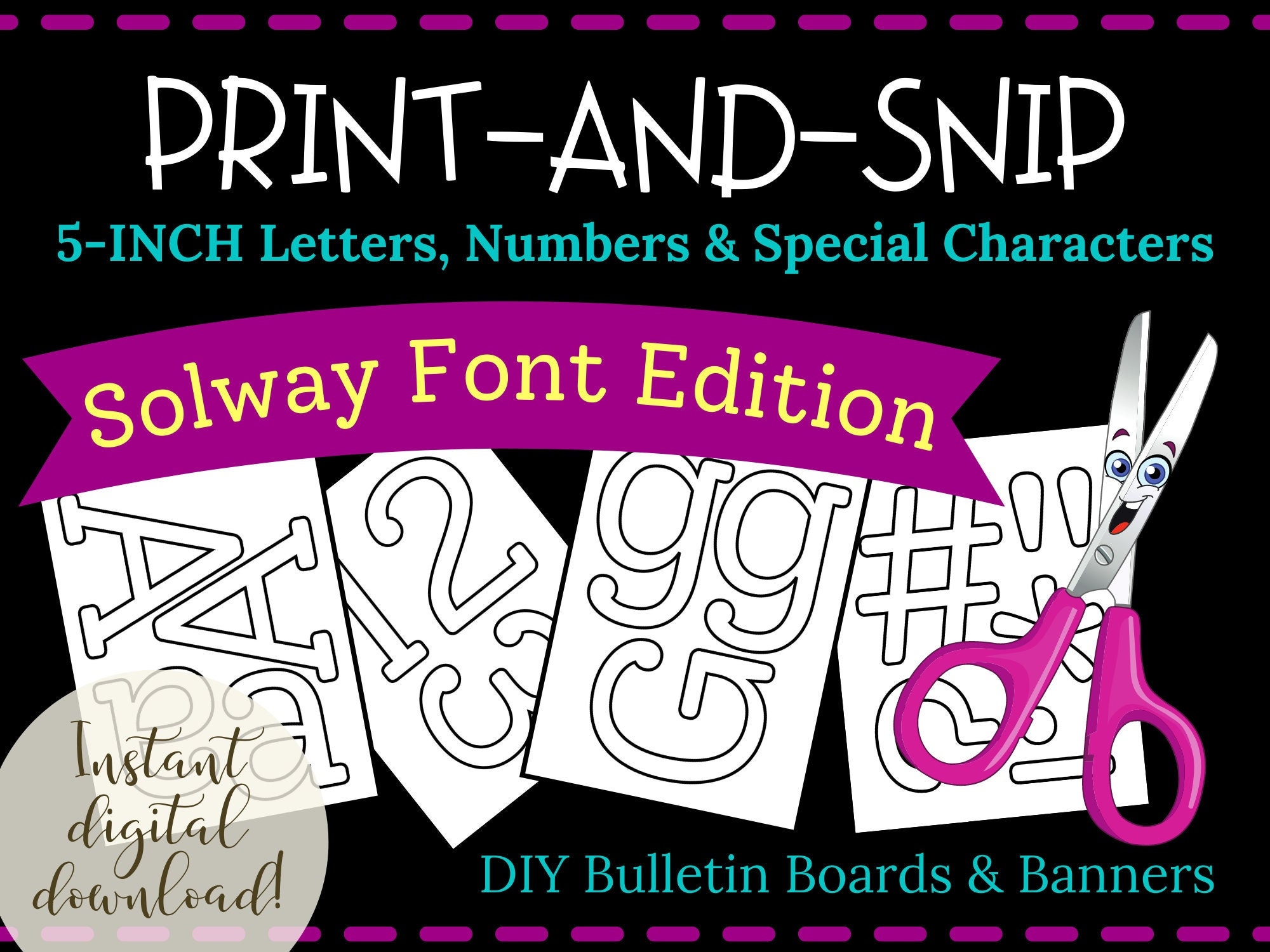 Printable Bulletin Board Letters for Teacher's Classroom, DIY Banners