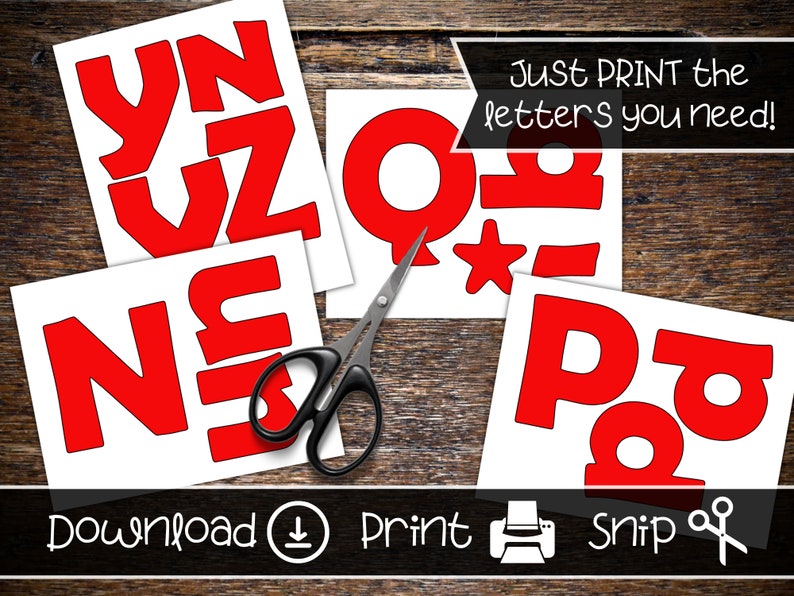 Red Bulletin Board Letter Set, Printable Digital Download for Teachers