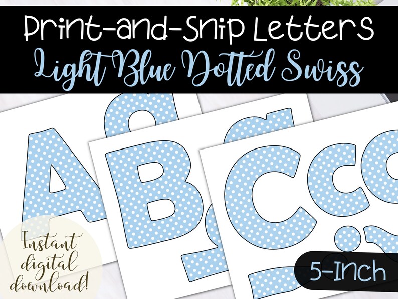 Printable Classroom Bulletin Board Letter Set for Teachers Light Blue