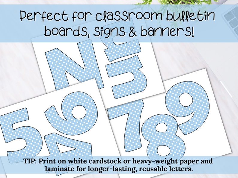 Printable Classroom Bulletin Board Letter Set for Teachers Light Blue