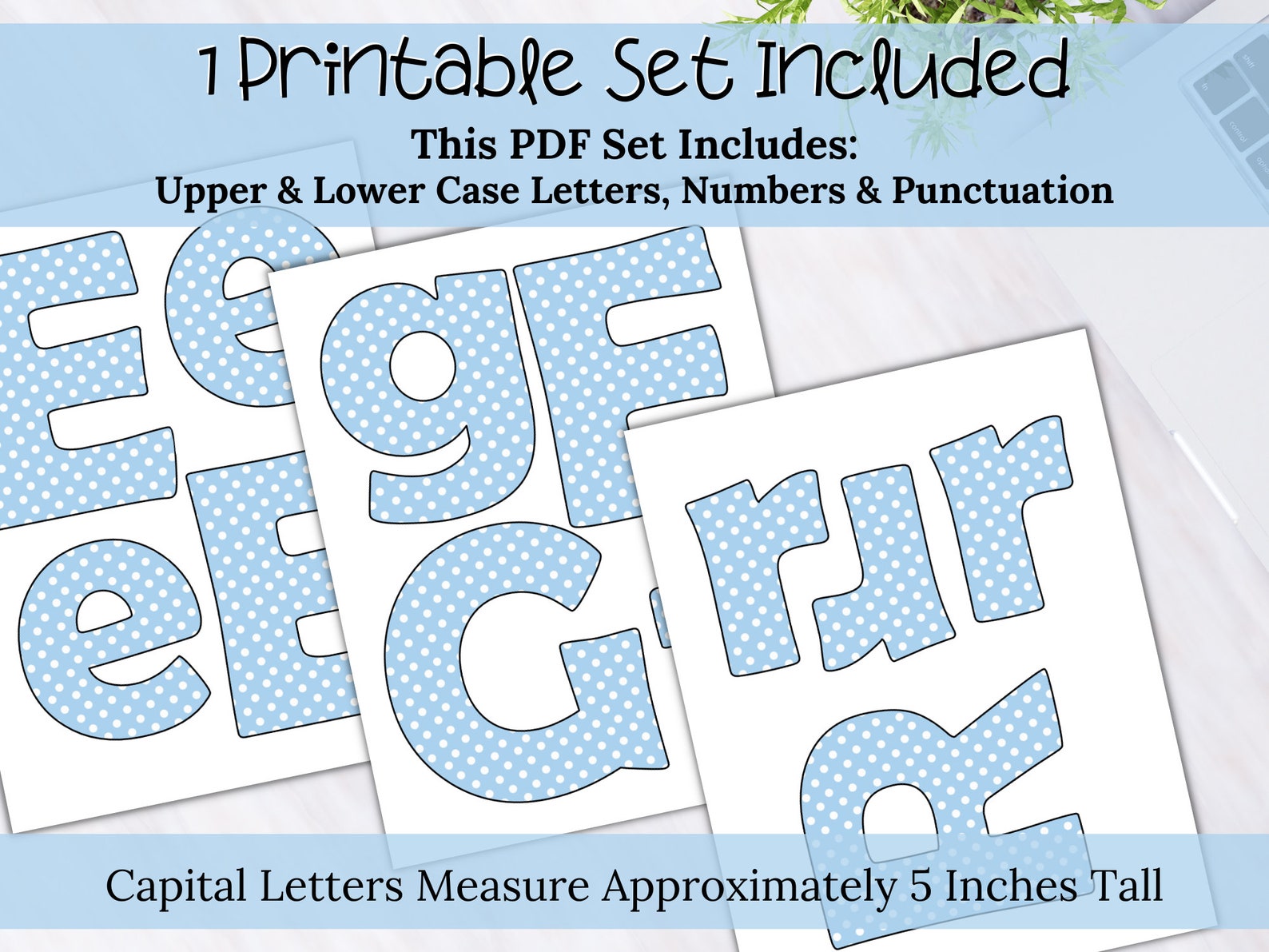 Printable Classroom Bulletin Board Letter Set for Teachers Light Blue