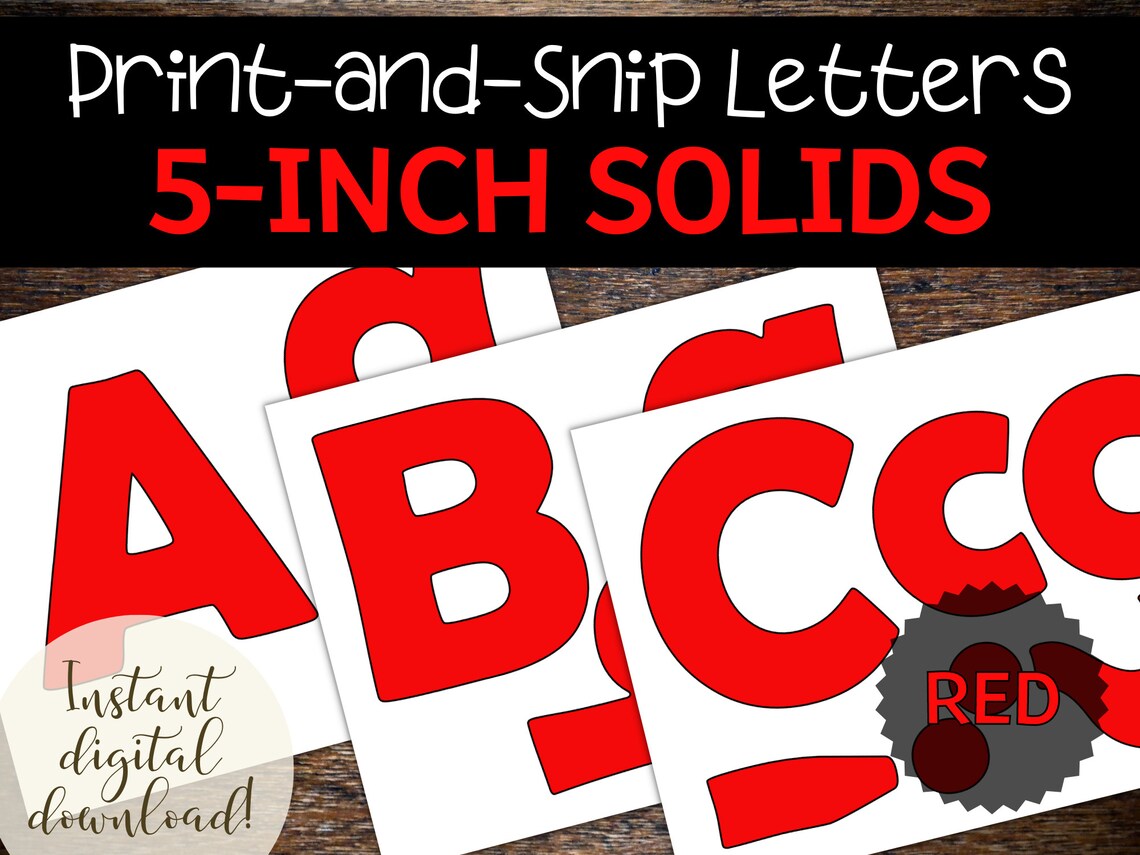 Red Bulletin Board Letter Set, Printable Digital Download for Teachers