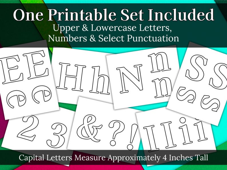 4 Inch Printable Alphabet Letters & Numbers: Stencil Outline (PDF) - Etsy