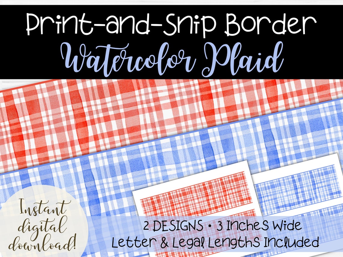 Printable Bulletin Board Borders in Light Blue and Red Etsy
