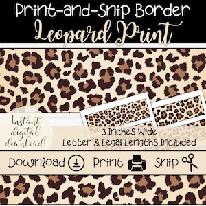 Bordo per bacheca leopardato: bordo stampabile fai da te per l'aula (download digitale)