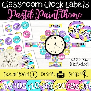 Classroom Clock Labels | Telling Time | Traditional Analog Clock | Homeschool Resource | Student Learning | Printable Teacher Wall Decor