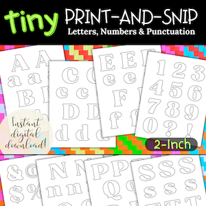 Juego de letras para proyectos y tableros de mensajes pequeños, letras para tablones de anuncios imprimibles en formato PDF para profesores, alfabeto de 2 pulgadas, contorno negro, fuente pequeña