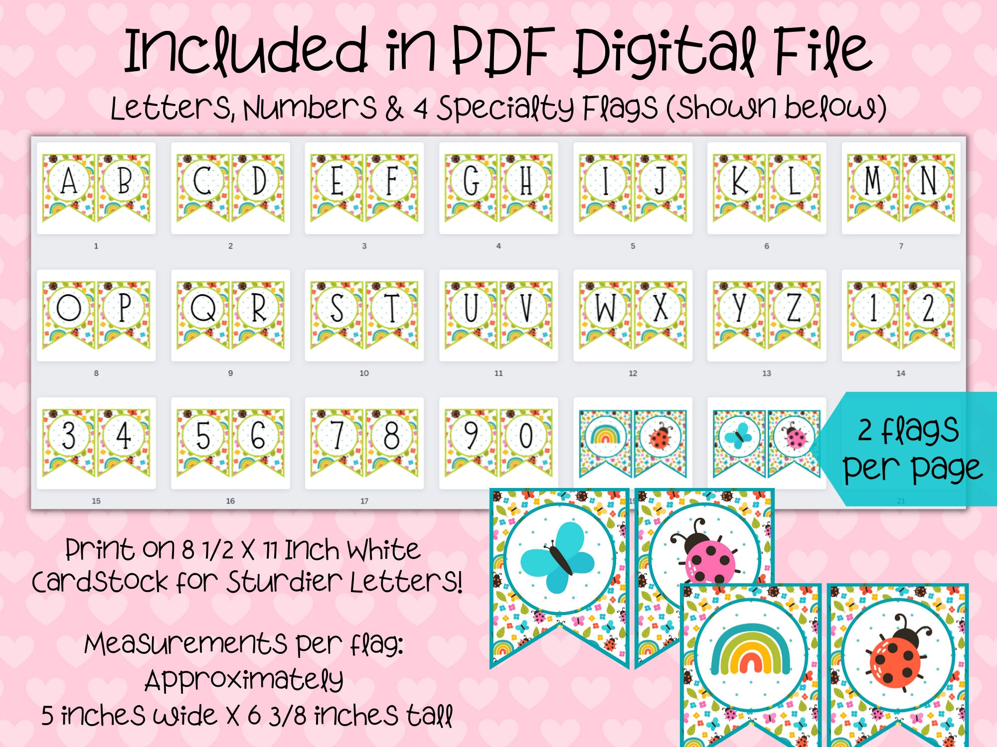 Spring Bunting Banner Flags, Printable Party Banner, Ladybug ...