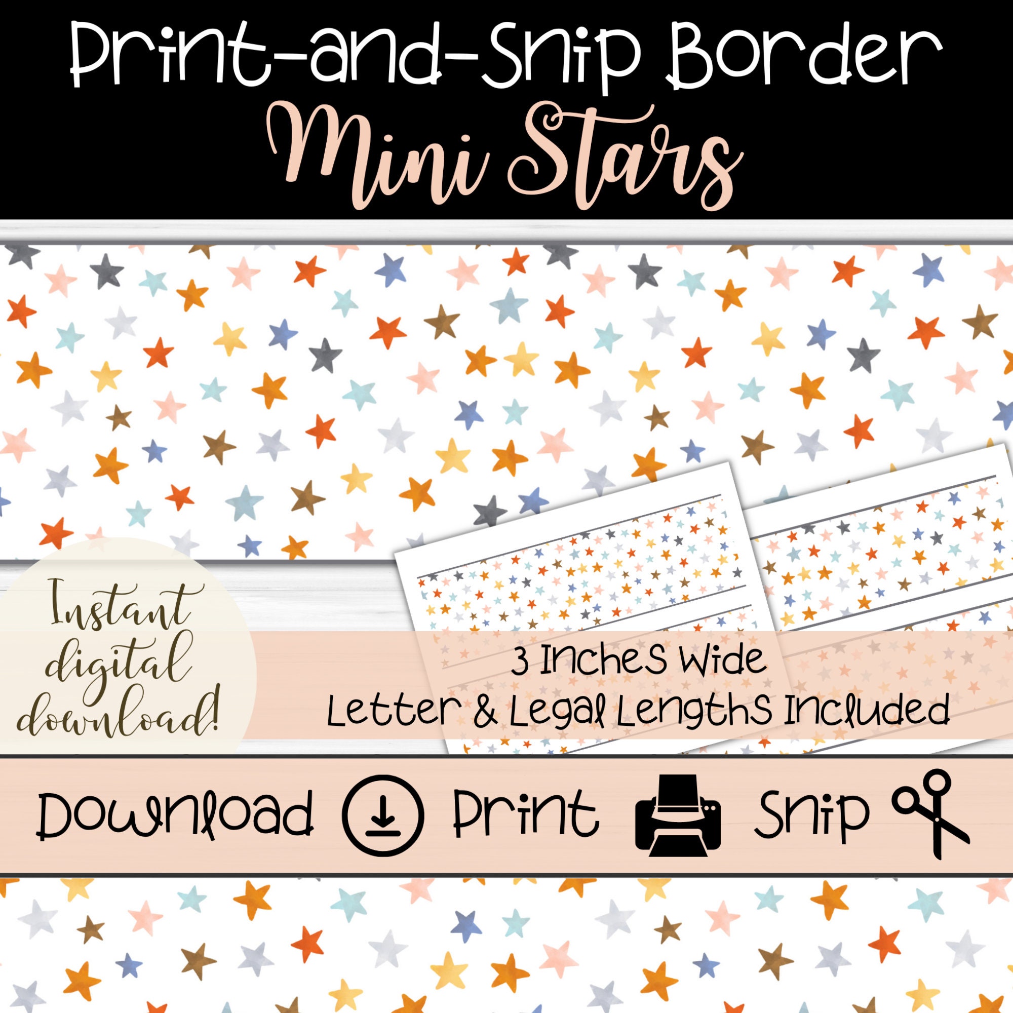 Printable Bulletin Board Border in Mini Stars Pattern Trim for ...