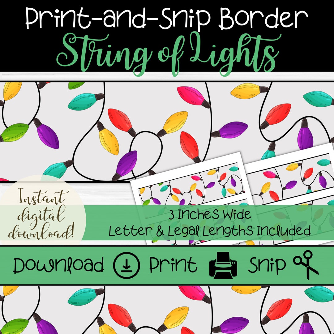 Festive Holiday Lights Bulletin Board Border Printable Holiday Border Strips for Teachers