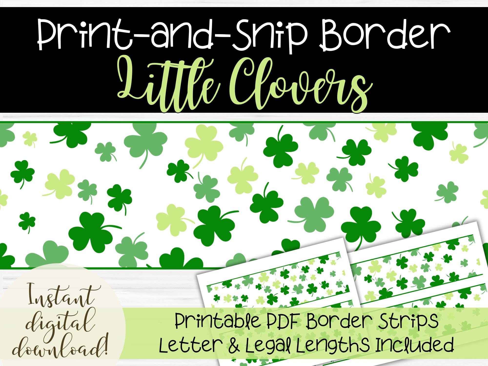 St. Patrick's Day Clover Border | Printable Bulletin Board Trim (PDF ...