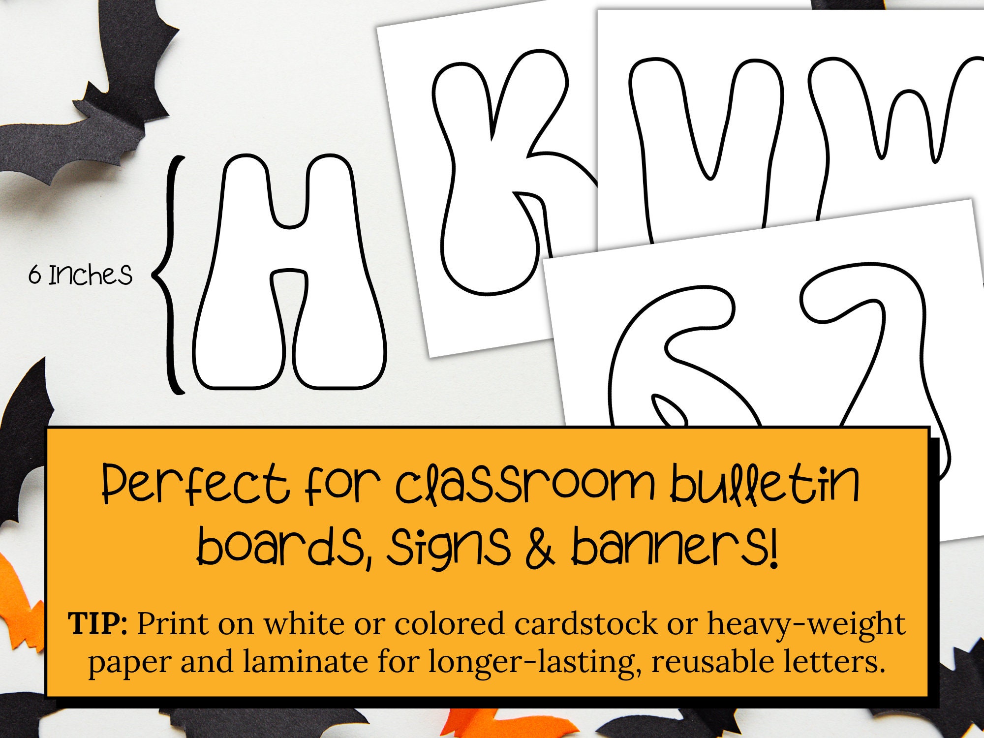 Spooky Halloween Bubble Letter Set Large Printable Bulletin - Etsy
