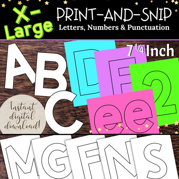 Extra Large Bulletin Board Letters | Printable Letter Outlines for Signs and Banners | Teacher Classroom Accessories | Black Ink Letter Set