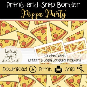 Bulletin Board Border | Pizza Party Theme | Printable Border Strips for Teachers | DIY Party Sign Trim | Pizza Party Decor for Kids