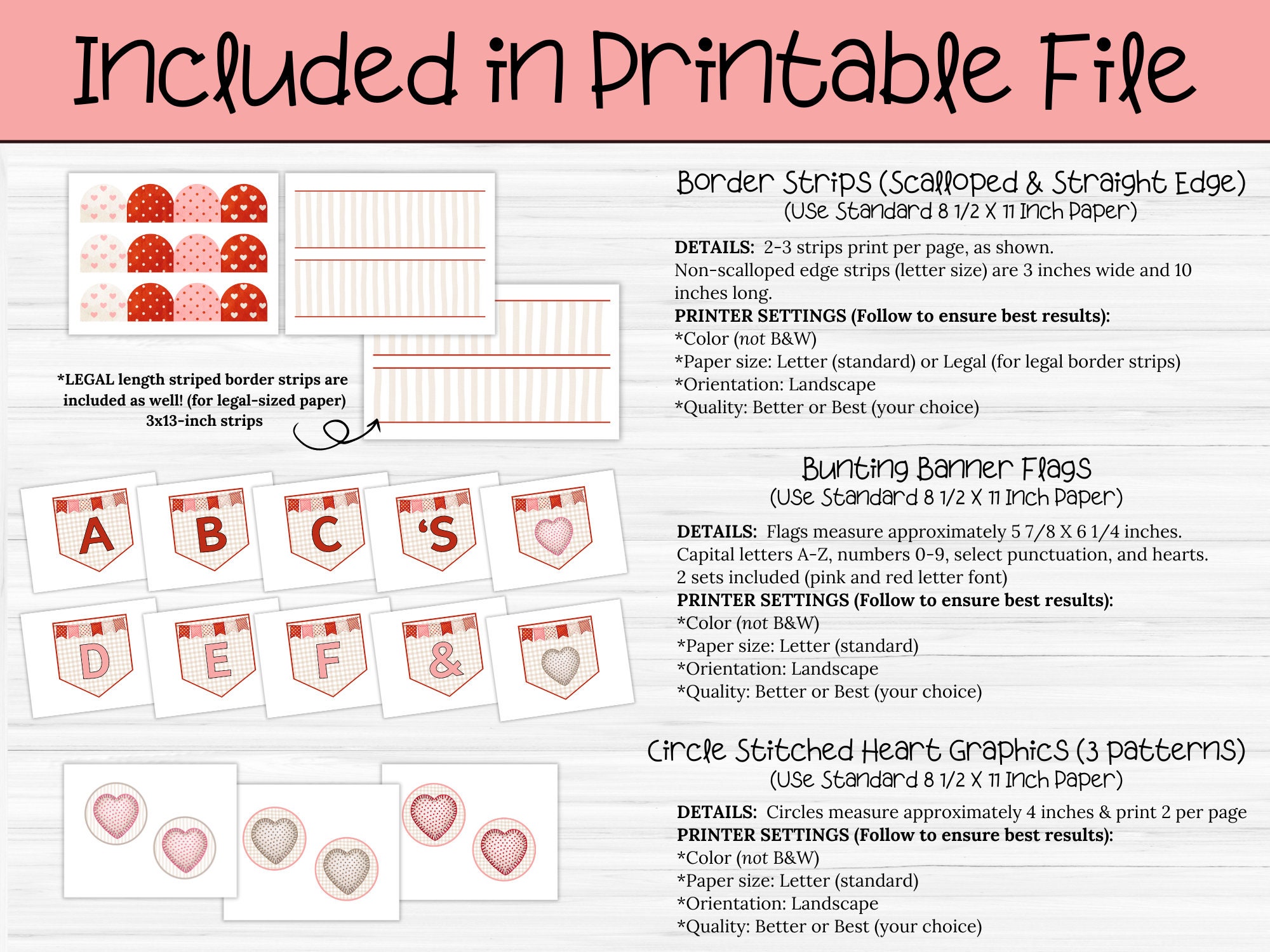 ヴィンテージバレンタイン掲示板セット | ハートの飾りとボーダー（デジタルダウンロード） - Etsy 日本, image size:2000x1500