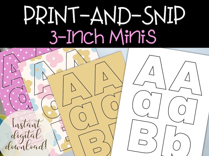 Printable Mini Letter Set: Black Outline, DIY Signs (PDF) - Etsy