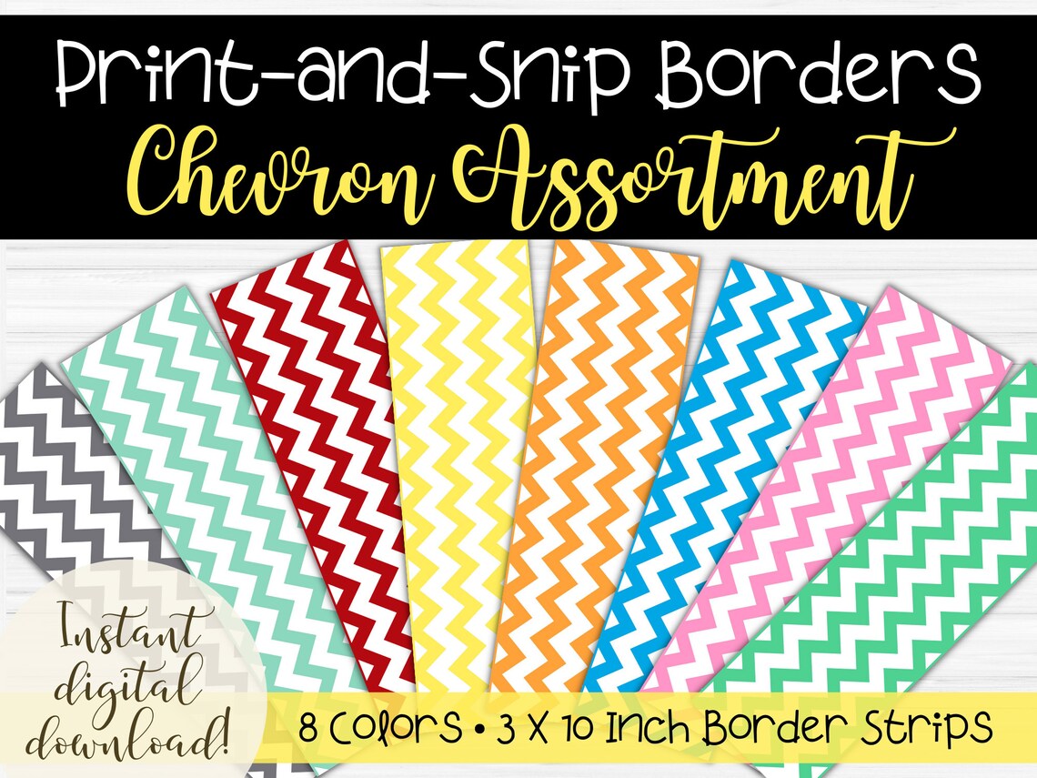 Chevron Pattern Bulletin Board Border Strips Cute Printable Trim for